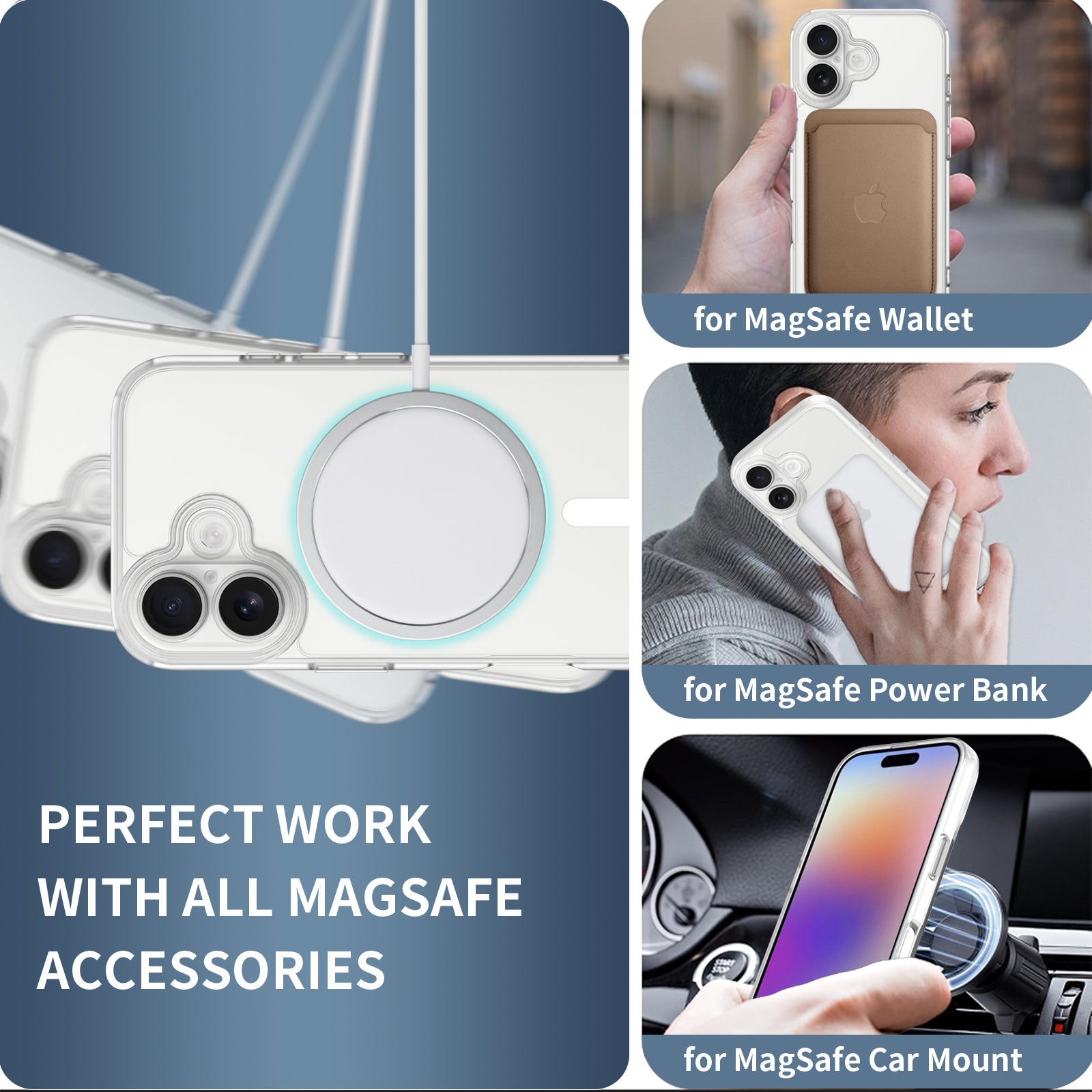 Magnetic for iPhone 17 Case, Shockproof Slim Full-Coverage Camera Protection, Durable Drop Proof Clear Protective Magnetic Phone Case