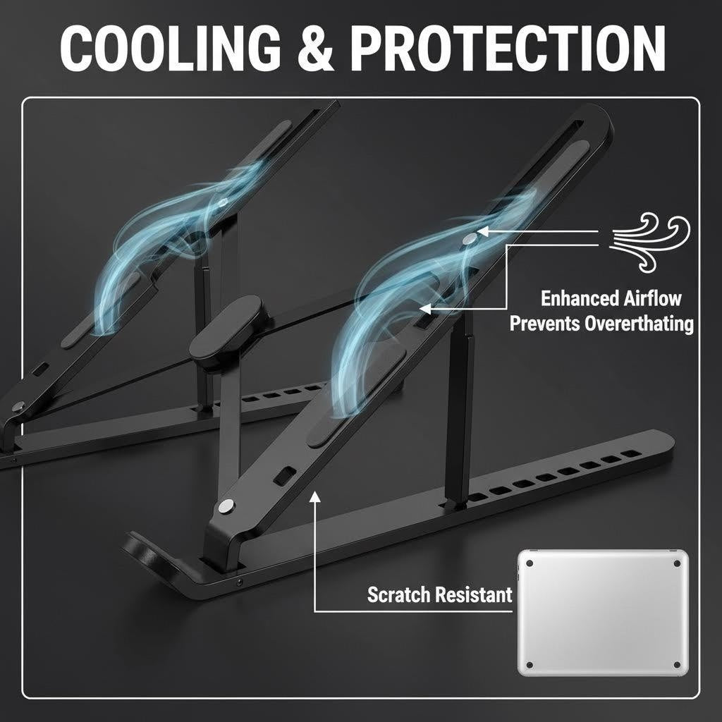 XYvans Portable Laptop Stand, Adjustable Laptop Holder Riser Computer Suitable for All Models of Desk Notebook Mount for Desk (Black)
