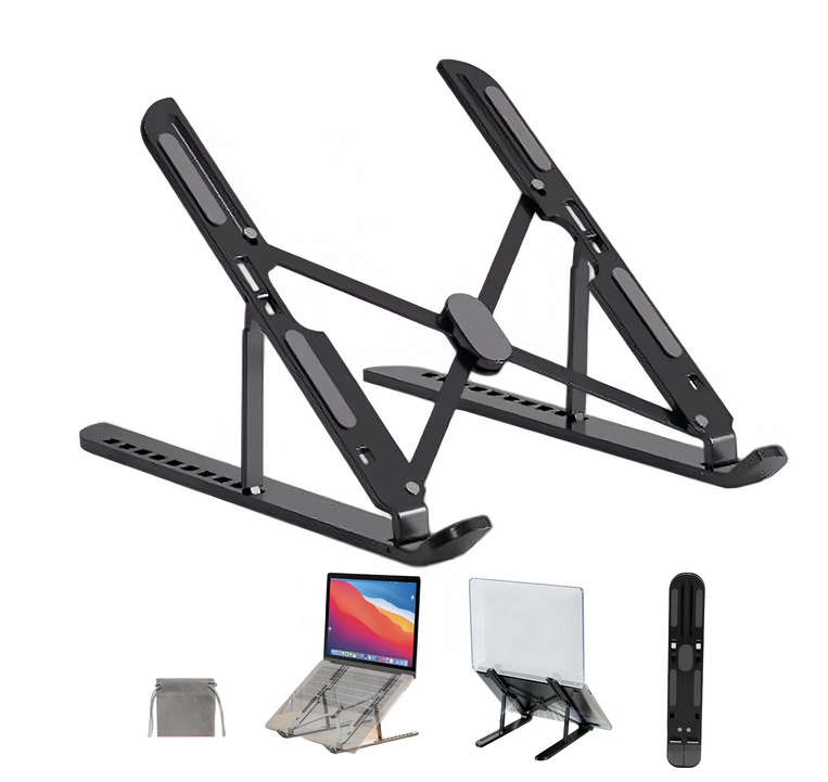 XYvans Portable Laptop Stand, Adjustable Laptop Holder Riser Computer Suitable for All Models of Desk Notebook Mount for Desk (Black)